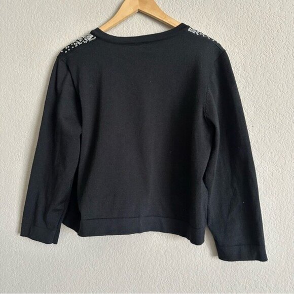 VTG Glam Sequin Embellished Cardigan Sz XL Regencycore Y2K Bimbo, Dark Academia - Picture 3 of 10